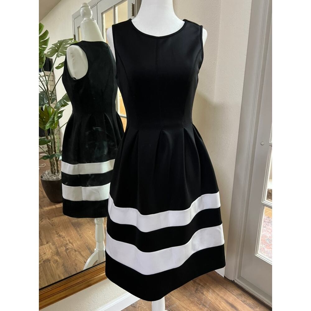 Women's A-Line Black White Dress with Pockets Size Small